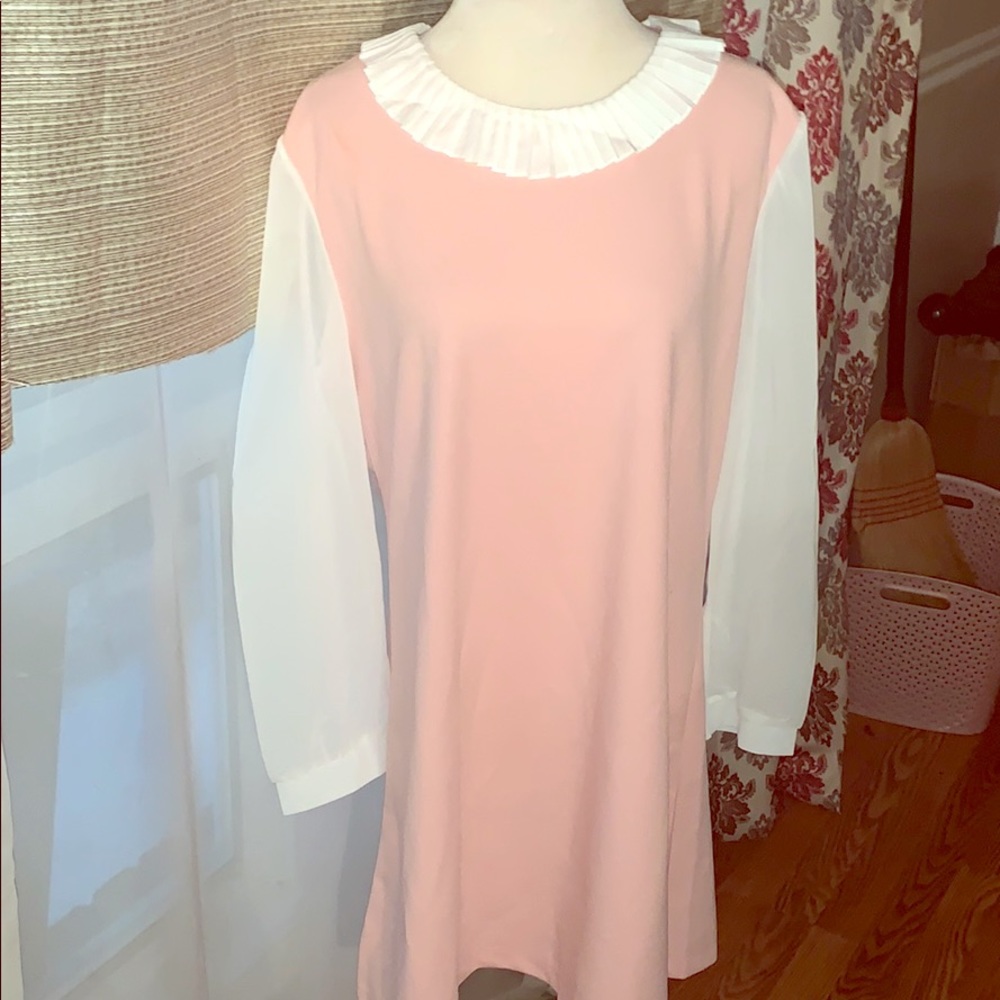 NWT Pink and White Dress with Lining SZ XXL